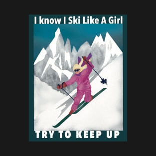 Pretty Girl Downhill Skier T-Shirt