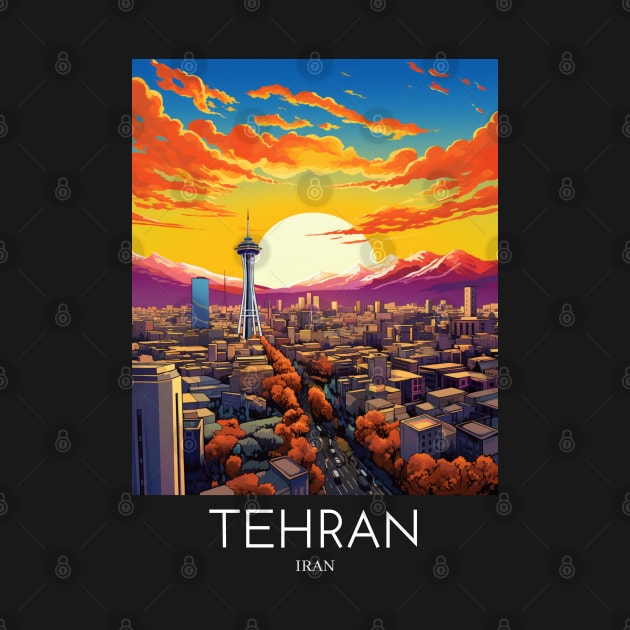 A Pop Art Travel Print of Tehran - Iran by Studio Red Koala