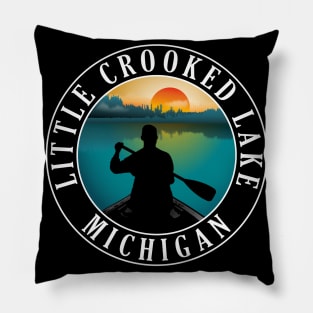 Little Crooked Lake Canoeing Michigan Sunset Pillow