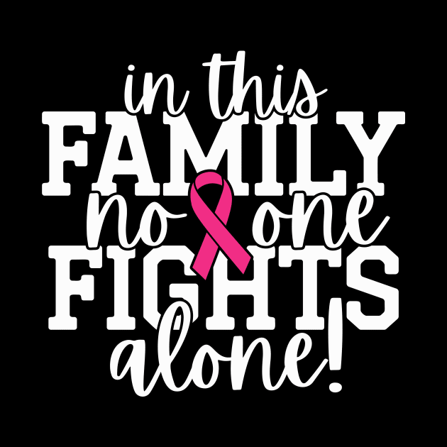 In This Family Nobody Fights Alone Breast Cancer Awareness Pink Cancer Ribbon Support by Color Me Happy 123