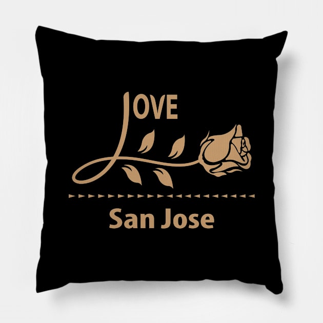 I Love San Jose Pillow by VecTikSam