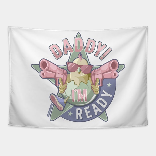 Daddy, I'm Ready / green-pink edition Tapestry by mr.Lenny Loves ...