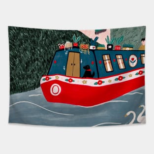 Folk Canal boat Tapestry