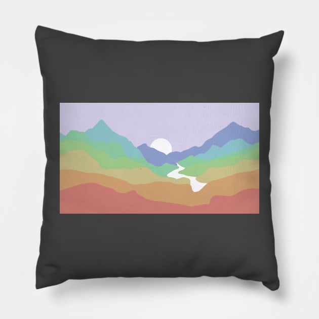 LGBT+ Pride Flag Nature Landscape Pillow by gray-cat