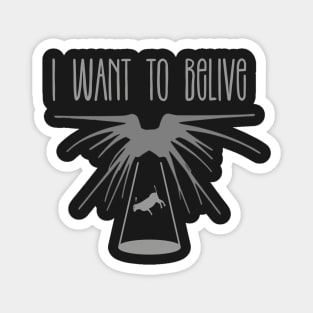 I Want to Belive - Shadow Ship Lifting a Cow - Black - Sci-Fi Magnet