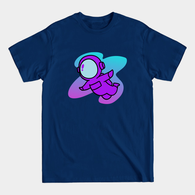 Disover Purple Crewmate Floating Through Space | Teal and Purple Space Gradient Background - Among Us Game - T-Shirt