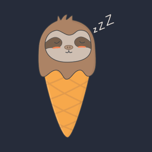 Kawaii Lazy Sloth Ice Cream Cone T-Shirt T-Shirt