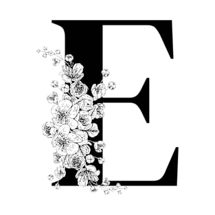 E alphabet Botanical cherry blossom sakura flowers T-Shirt