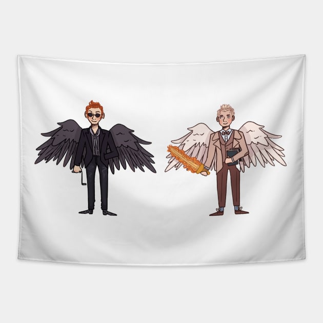 Ineffable Husbands: Aziraphale and Crowley Tapestry by misnamedplants