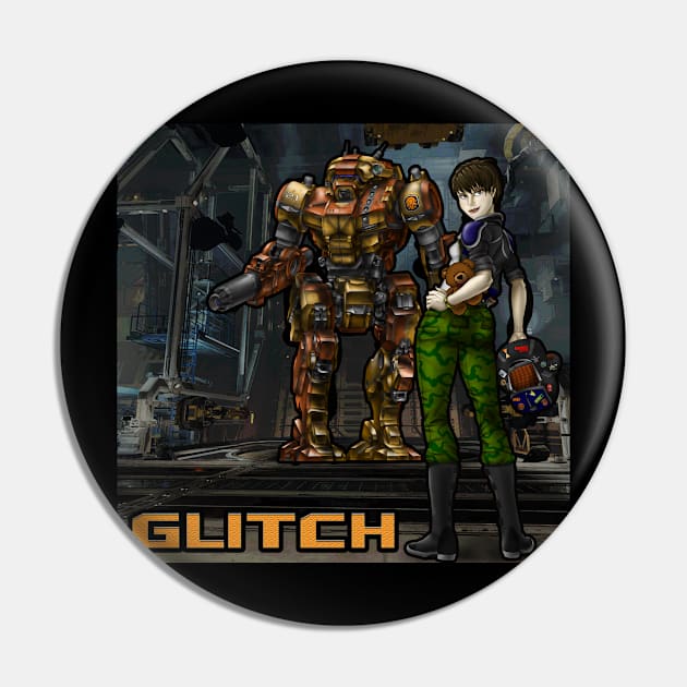 Glitch and her VND-1R Vindicator Battlemech Pin by Oswald's Oddities