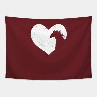 Heart with Horse Silhouette - Distresses Horseback Riding Equestrian Gift Tapestry