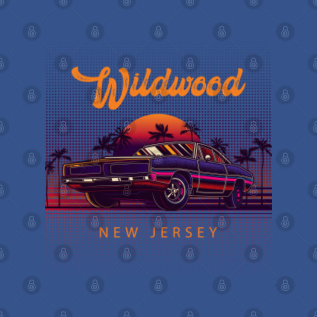 Discover Wildwood New Jersey Retro Vintage 80s 90s Muscle Cars Retrowave Aesthetic Men Women Unique Graphic - Wildwood New Jersey - T-Shirt