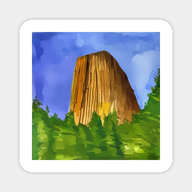 Devils Tower in Wyoming Magnet by WelshDesigns