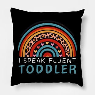 I Speak Fluent Toddler Rainbow Heart Tee Pillow