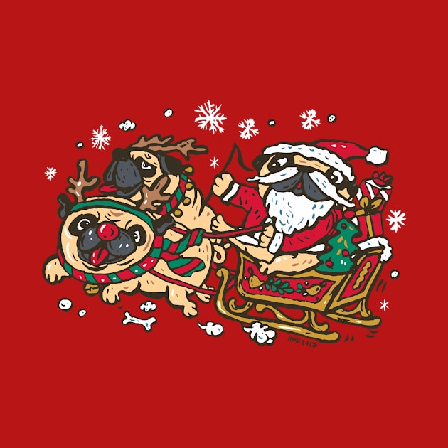 Santapug and Rudolph by nokhookdesign