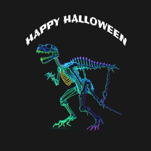 A Colorful Holographic  Dinosaur Skeleton in halloween by halazidan