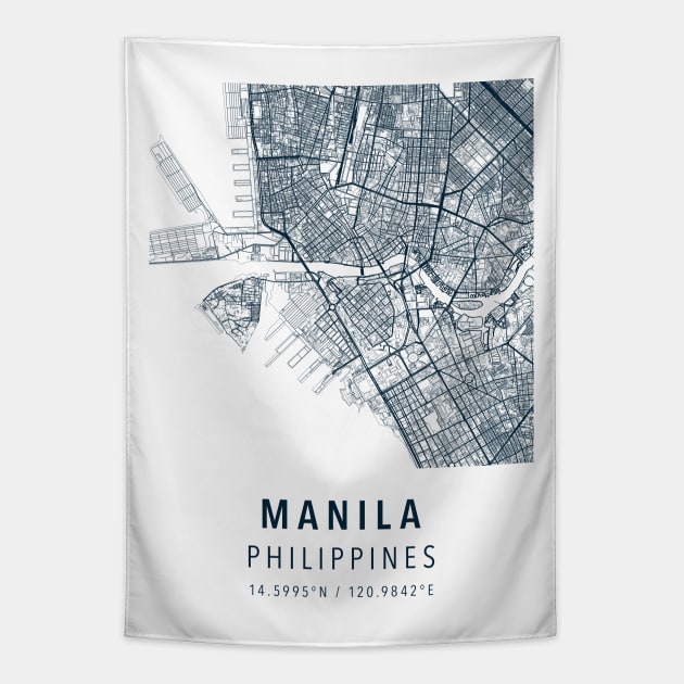 manila simple map Tapestry by boy cartograph