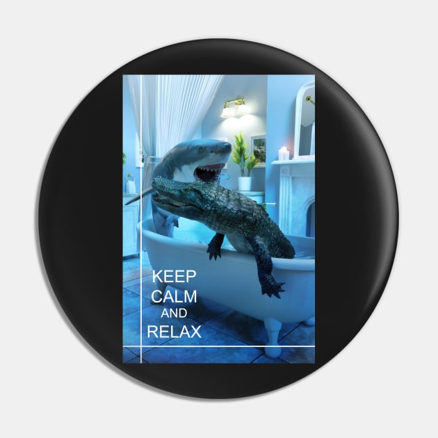 Keep Calm and Relax. Great fight between a white shark and a crocodile in a surreal setting Pin by Ariela-Alez