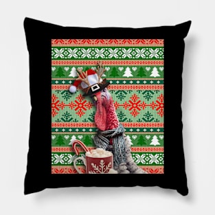 Ugly Christmas Xmas Turkey, Thanksgiving Reindeer Deer Pillow