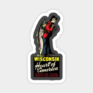 Vintage Wisconsin Fishing Magnet