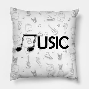 Music Sound Stuff Black Pillow