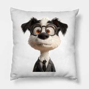 Confused Cute Dog With Big Eyes And Glasses On It Pillow