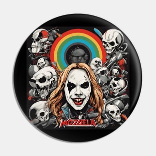 HEAVY METAL Mozzarella  Skulls Retro Art Pin