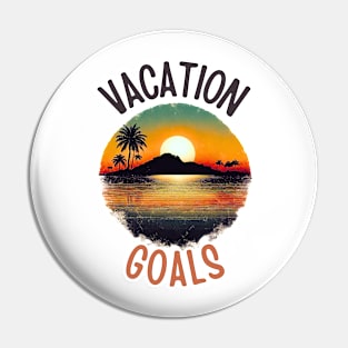 Vacation Goals Tropical Vintage Sunset Pin