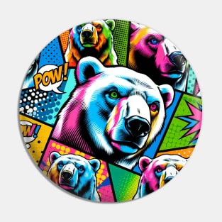 Pop Art Polar Bear Tee - Vibrant Wildlife Fashion Pin