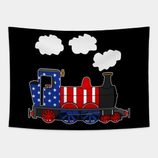 Steam Train American Flag USA 4th July Trains Tapestry