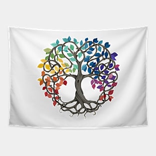 Peace, Love and Unity Celtic Rainbow Tree Tapestry