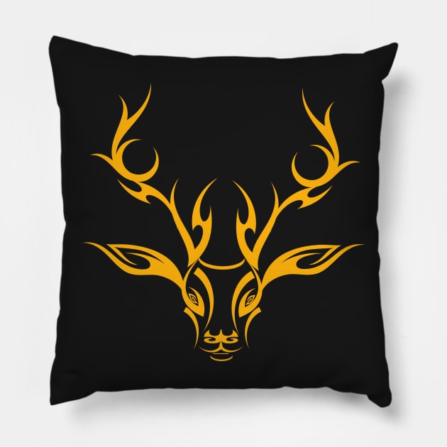 Tribal Stag in Yellow Pillow by CreativeByDesign