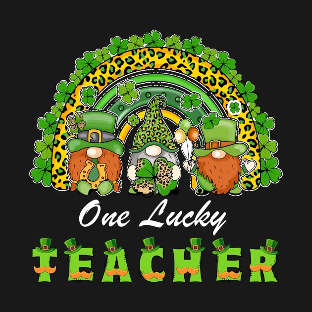 One Lucky Teacher Shamrock St Patrick's Day Groovy Retro by KRMOSH