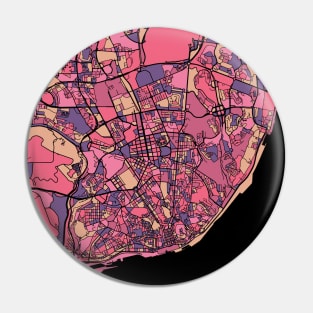 Lisbon Map Pattern in Purple & Pink Pin