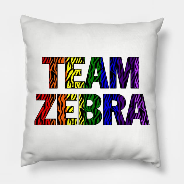 Team Zebra Pride Flag Pillow by fearcity