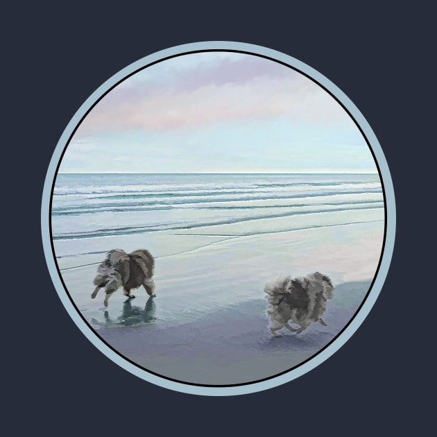 Keeshonds at the Seashore by Alpen Designs