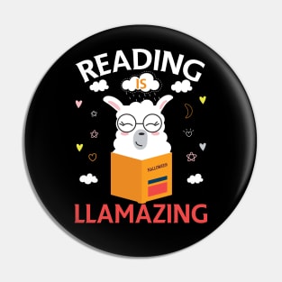 Reading Is Llamazing Gift Reading Llama Lovers Gift Pin