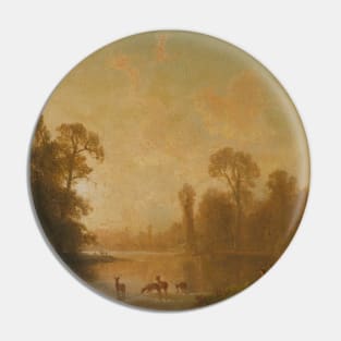 Twilight With Deer by Albert Bierstadt Pin