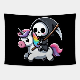 Cute Reaper Riding Unicorn Tapestry