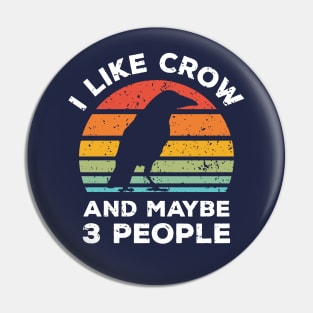 I Like Crow and Maybe 3 People, Retro Vintage Sunset with Style Old Grainy Grunge Texture Pin