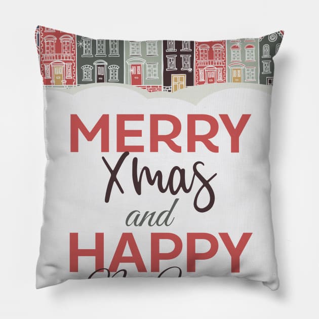 Merry Christmas and a happy new year Pillow by TeesByKimchi