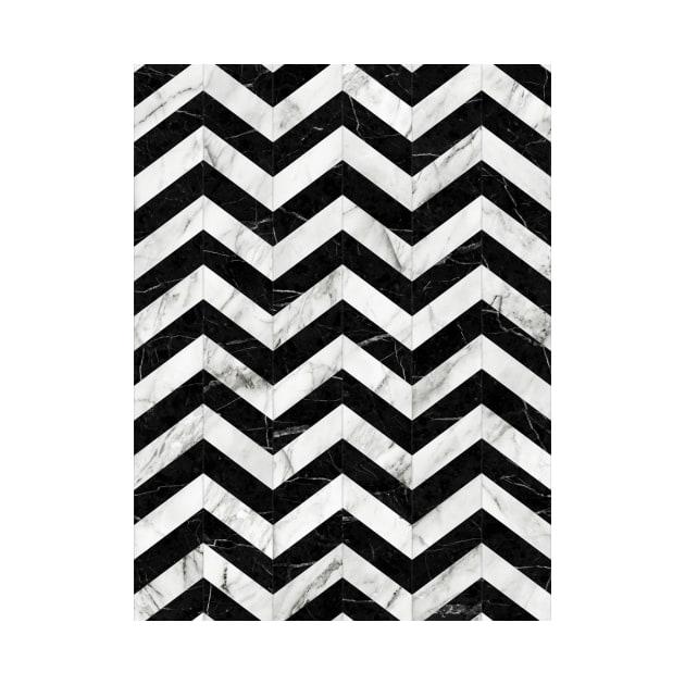 Marble Chevron Pattern 2 - Black and White by ZoltanRatko