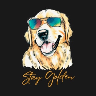 Stay Golden - Golden Retriever in Sunglasses T-Shirt