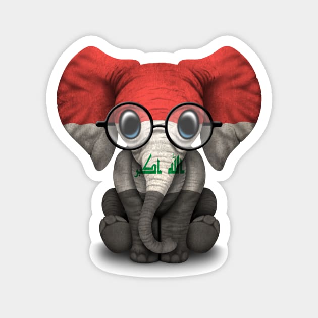 Baby Elephant with Glasses and Iraqi Flag Magnet by jeffbartels