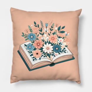 An open book filled with flowers Pillow