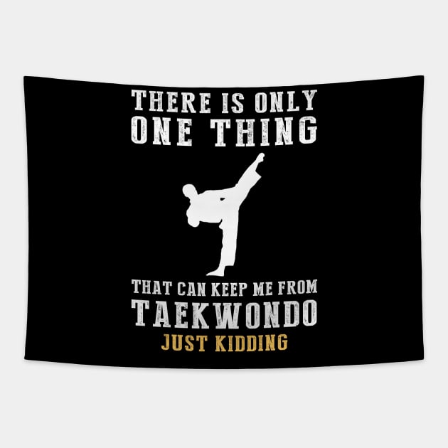 Kicking and Giggles - Unleash the Taekwondo Humor! Tapestry by MKGift