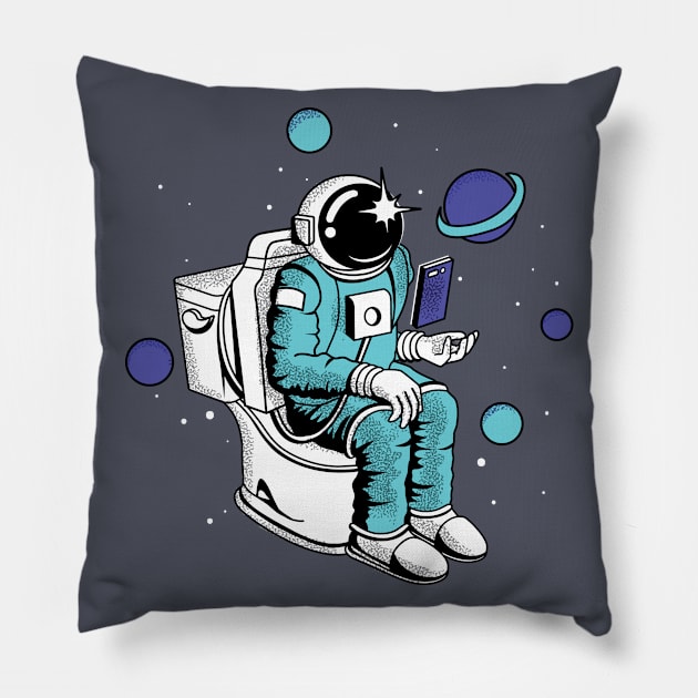 Poopin Space Astronaut Color Funny Space Gift Pillow by atomguy