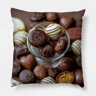 Delicious truffle above an assortment of gourmet chocolates Pillow