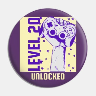 Level 20 unlocked - gaming birthday inspired Pin