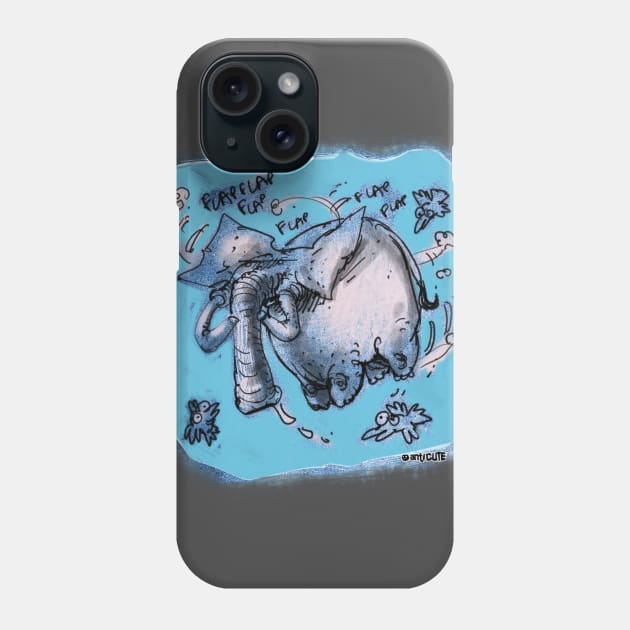 flying elephant blue Phone Case by anticute